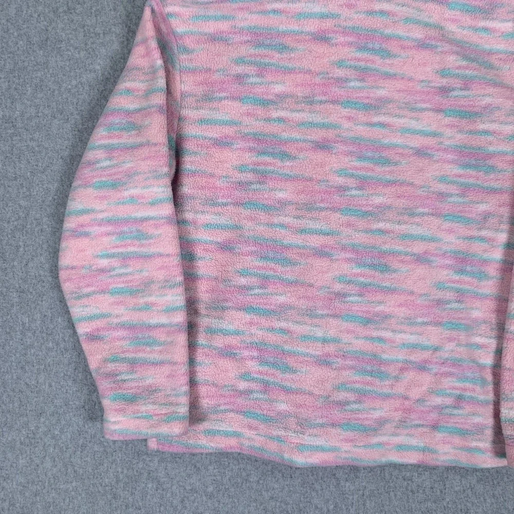 Eddie Bauer Fleece Jacket Kids XS 5/6 Pink Space Dye Full Zip Mock Neck